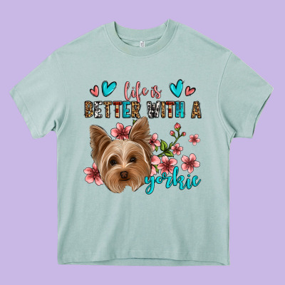 Life Is Better With A Yorkie Heavy Core Tee Designed By Jasminsmagicworld