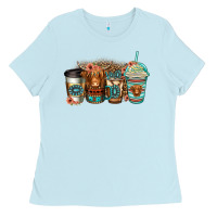 Baby Blue serape floral longhaired cow coffee cups Ladies Tee - Jasminsmagicworld