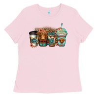Bubblegum Pink serape floral longhaired cow coffee cups Ladies Tee - Jasminsmagicworld