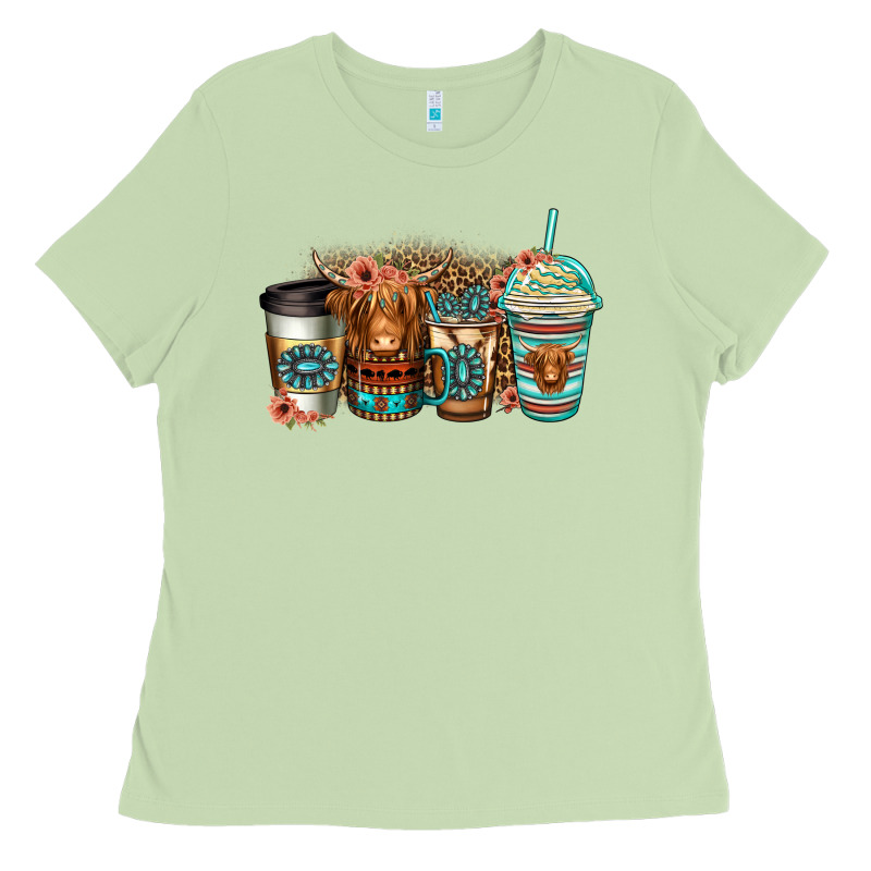 Serape Floral Longhaired Cow Coffee Cups Ladies Tee by Jasminsmagicworld | Teevron