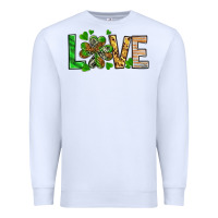 White St. Patrick's Love luck with clover Premium Sweatshirt - HowdyJamesFarm