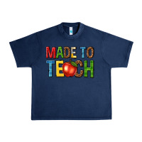 Navy made to teach Urban Heavy Tee - NancyCooperArtShop