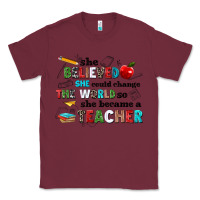 Burgundy she believed she could change the world so she bec Classic Tee - NancyCooperArtShop