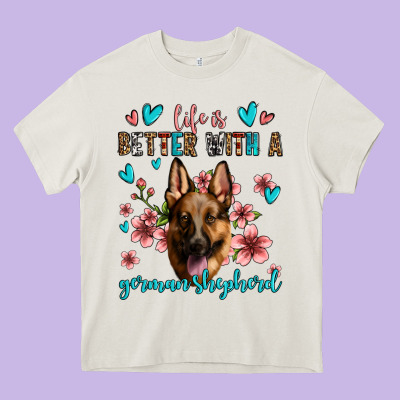 Life Is Better With A German Shepherd Heavy Core Tee Designed By Jasminsmagicworld