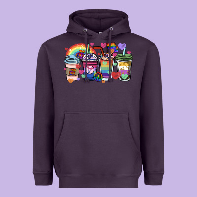 Lgbtq Coffee Cups Heavyweight Hoodie Designed By Howdyjamesfarm