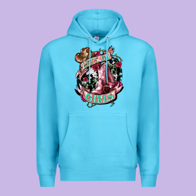 Let's Go Girl's Cowboy Boots Premium Hoodie Designed By Howdyjamesfarm