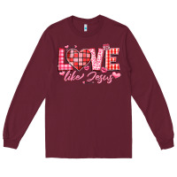 Burgundy love like jesus la Long Sleeve Tee - LillyAllenDesigns