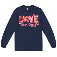 Navy love like jesus la Long Sleeve Tee - LillyAllenDesigns