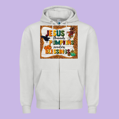 Jesus Flannel's Pumpkins Blessings Zipper Hoodie Designed By Tumblerdesignbyshophia