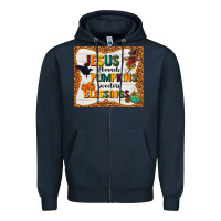 Navy jesus flannel's pumpkins blessings Zipper Hoodie - TumblerDesignByShophia