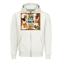 Oatmeal Heather jesus flannel's pumpkins blessings Zipper Hoodie - TumblerDesignByShophia