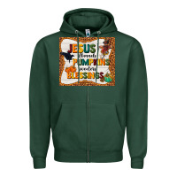 Sports Green jesus flannel's pumpkins blessings Zipper Hoodie - TumblerDesignByShophia