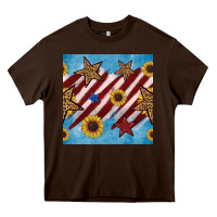 Chocolate Brown western star with sunflower seamless pattern Heavy Core Tee - BundleAndBundleShop