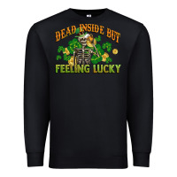 Black Dead inside but feeling lucky St. Patrick's Day Premium Sweatshirt - CowGirlArtShop