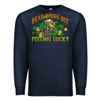 Navy Dead inside but feeling lucky St. Patrick's Day Premium Sweatshirt - CowGirlArtShop