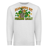 Oatmeal Heather Dead inside but feeling lucky St. Patrick's Day Premium Sweatshirt - CowGirlArtShop
