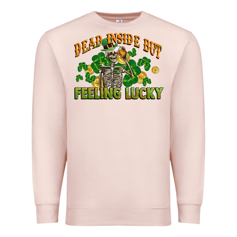Dead Inside But Feeling Lucky St. Patrick's Day Premium Sweatshirt by CowGirlArtShop | Teevron