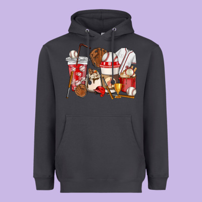 Baseball Coffee Cups Heavyweight Hoodie Designed By Howdyjamesfarm