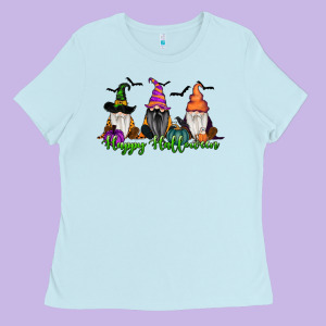 Happy Halloween Gnome Pumpkin Ladies Tee Designed By Ranaportraitstore