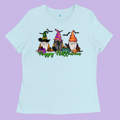 Happy Halloween Gnome Pumpkin Ladies Tee Designed By Ranaportraitstore