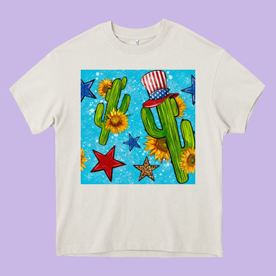 4th Of July Cacti Seamless Pattern Heavy Core Tee Designed By Bundleandbundleshop