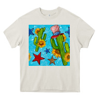 Cream 4th of july cacti seamless pattern Heavy Core Tee - BundleAndBundleShop