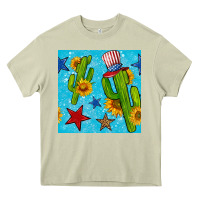 Mossy 4th of july cacti seamless pattern Heavy Core Tee - BundleAndBundleShop