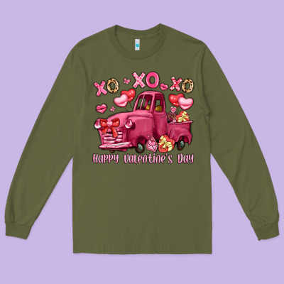 Xo Xo Xo Happy Valentine's Day Truck Long Sleeve Tee Designed By Lillyallendesigns