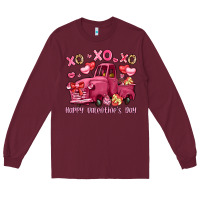 Burgundy xo xo xo happy valentine's day truck Long Sleeve Tee - LillyAllenDesigns