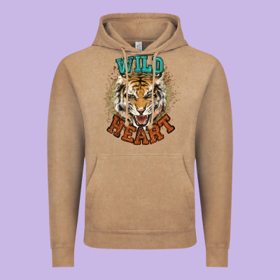 Wild Heart Tiger College Western Vintage Hoodie Designed By Nancycooperartshop