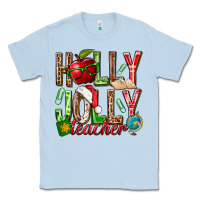 Dusty Blue holly jolly teacher Classic Tee - NancyCooperArtShop