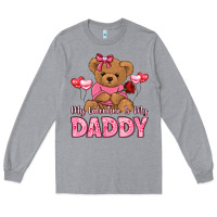 Heather Grey my valentine is my daddy Long Sleeve Tee - LillyAllenDesigns