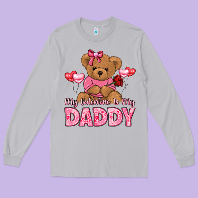 My Valentine Is My Daddy Long Sleeve Tee Designed By Lillyallendesigns