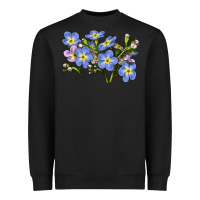 Black Forget Me Not Flower Illustrations Heavyweight Sweatshirt - LillyAllenDesigns