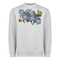 Heather Grey Forget Me Not Flower Illustrations Heavyweight Sweatshirt - LillyAllenDesigns