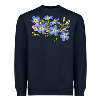 Navy Forget Me Not Flower Illustrations Heavyweight Sweatshirt - LillyAllenDesigns