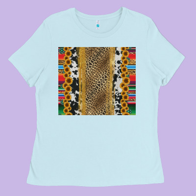 Western Serape Cowhide Ladies Tee Designed By Jasminsmagicworld
