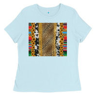 Baby Blue western serape cowhide Ladies Tee - Jasminsmagicworld