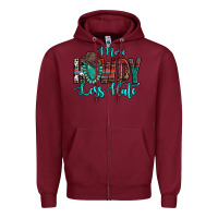 Burgundy Western More Howdy Less Hate Cowboy Hat Gemstone Zipper Hoodie - HowdyJamesFarm