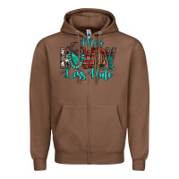 Chestnut Western More Howdy Less Hate Cowboy Hat Gemstone Zipper Hoodie - HowdyJamesFarm