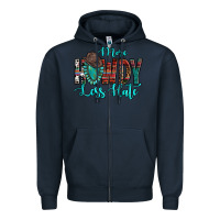 Navy Western More Howdy Less Hate Cowboy Hat Gemstone Zipper Hoodie - HowdyJamesFarm