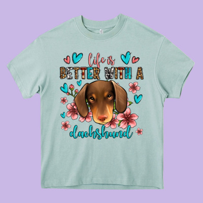 Life Is Better With A Dachshund Heavy Core Tee Designed By Jasminsmagicworld
