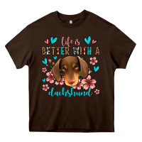 Chocolate Brown life is better with a dachshund Heavy Core Tee - Jasminsmagicworld