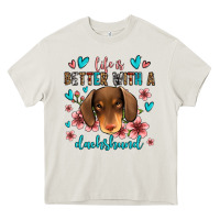 Cream life is better with a dachshund Heavy Core Tee - Jasminsmagicworld