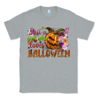 Heather Grey just a girl who loves halloween Classic Tee - NancyCooperArtShop