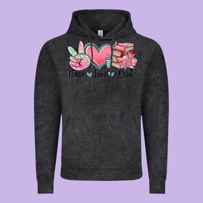 Peace Love Books Vintage Hoodie Designed By Maliassmallbusiness