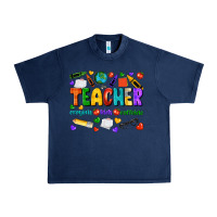 Navy teacher crayons kids caffeine Urban Heavy Tee - NancyCooperArtShop