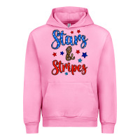 Fuchsia Pink stars & stripes Urban Hoodie - BundleAndBundleShop