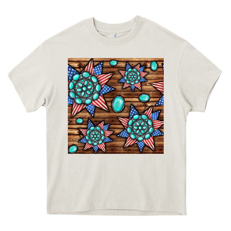 4th Of July Turquoise Gemstone Seamless Pattern Heavy Core Tee by BundleAndBundleShop | Teevron