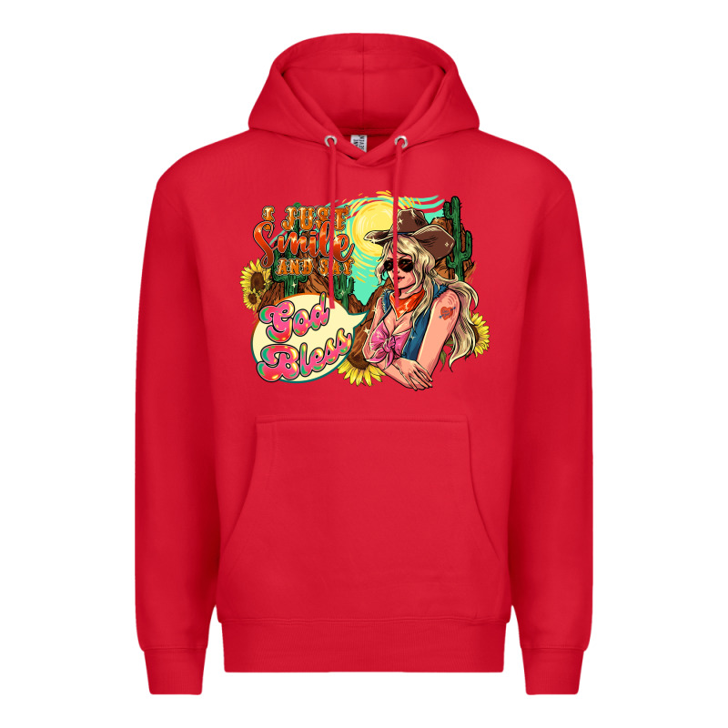 I Just Smile And Say God Bless Premium Hoodie by HowdyJamesFarm | Teevron